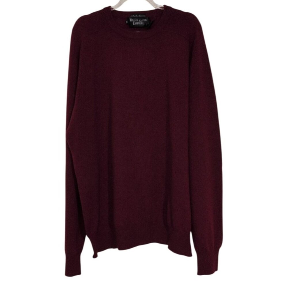 William Kasper 100% Cashmere Sweater Mens Size XL Red Crew Neck Long Sleeve